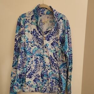 Lilly Pulitzer Blue and White Patterned Hoodie